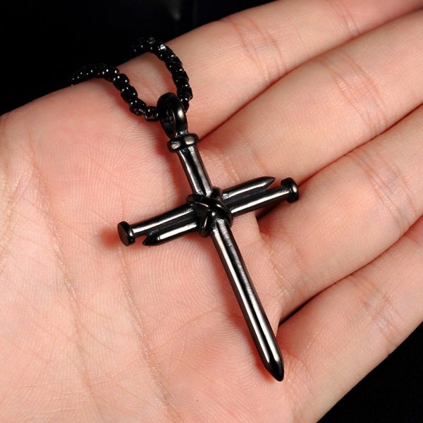 Nail Cross Necklace W/ Chain Nailed on the Cross Jesus Etsy