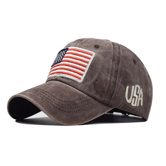 Brown American Flag Baseball Cap US USA Flag Hat Adjustable - Etsy