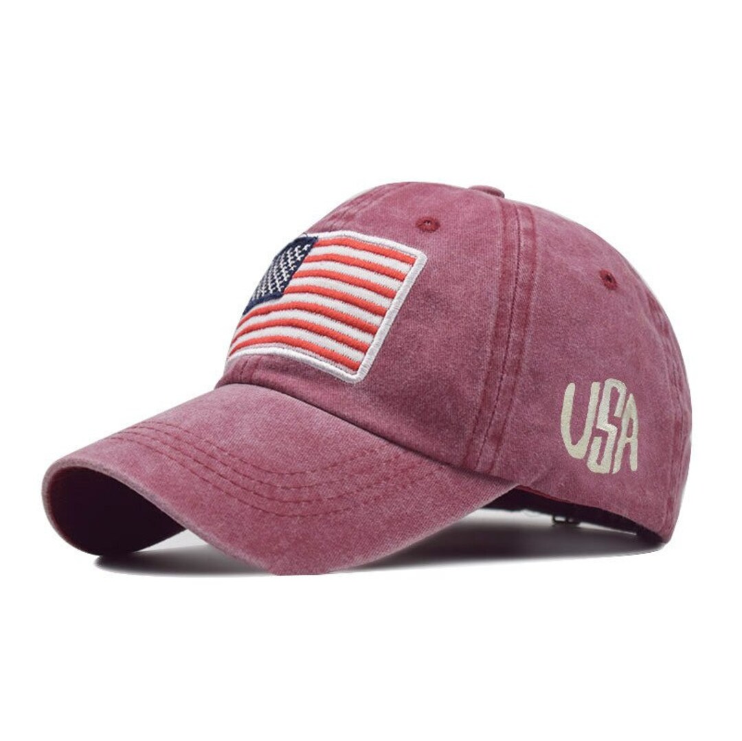 Red American Flag Baseball Cap US USA Flag Hat Adjustable - Etsy