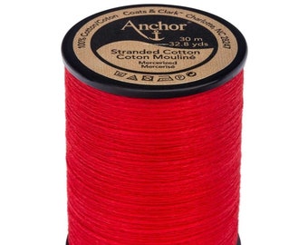 Anchor Embroidery Floss on Spool, Crimson Red Embroidery Floss, Six Strand Floss, Cotton Floss