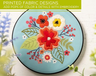 Floral Bouquet Embroidery Kit, Bucilla Stamped Embroidery, Six Inch Hoop, Intermediate Embroidery Kit,