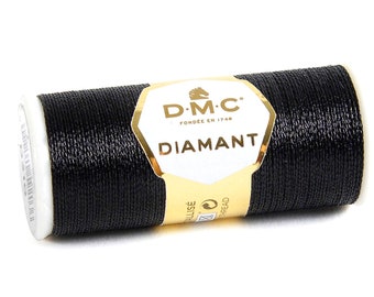 DMC Diamant Black Ebony Metallic, Gold DMC Diamant, Metallic Black Gold Floss, DMC Metallic, Metallic Embroidery Floss, Punch Needle Thread