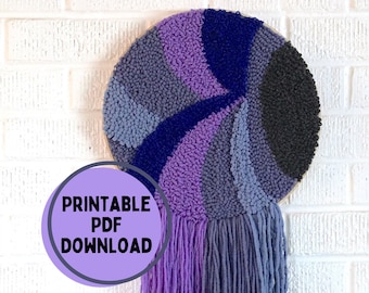 Punch Needle Pattern Purple Wave, Punch Needle Rug Hooking Pattern, PDF Punch Needle Pattern for Download