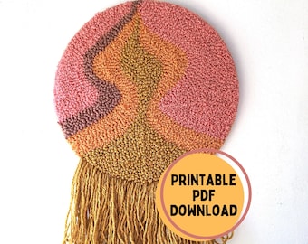 Punch Needle Topographical Pattern, Punch Needle Rug Hooking Pattern, PDF Punch Needle Pattern for Download