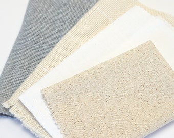 Sample Fabric Pack, Punch Needle Foundation Cloth Sample Pack, Monks Cloth, Weavers Cloth, Cotton Cloth, Primary Rug Backing