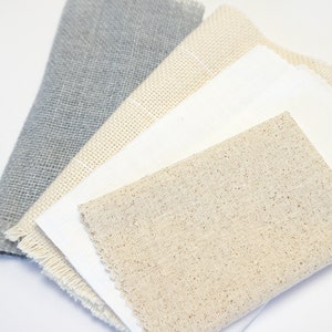 Sample Fabric Pack, Punch Needle Foundation Cloth Sample Pack, Monks Cloth, Weavers Cloth, Cotton Cloth, Primary Rug Backing