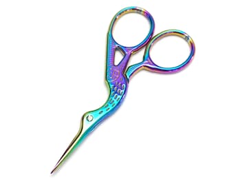 Small Colorful Stork Scissors for Embroidery, Cross Stitch, Rug Hooking, Punch Needle, Craft Scissors, Sewing Scissors, Unique Scissors