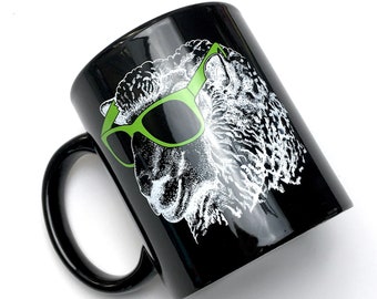 Black Sheep Funny Coffee Mug, Ceramic Coffee Mug, Sheep Coffee Mug, Yarn Knitting Sheep Mug