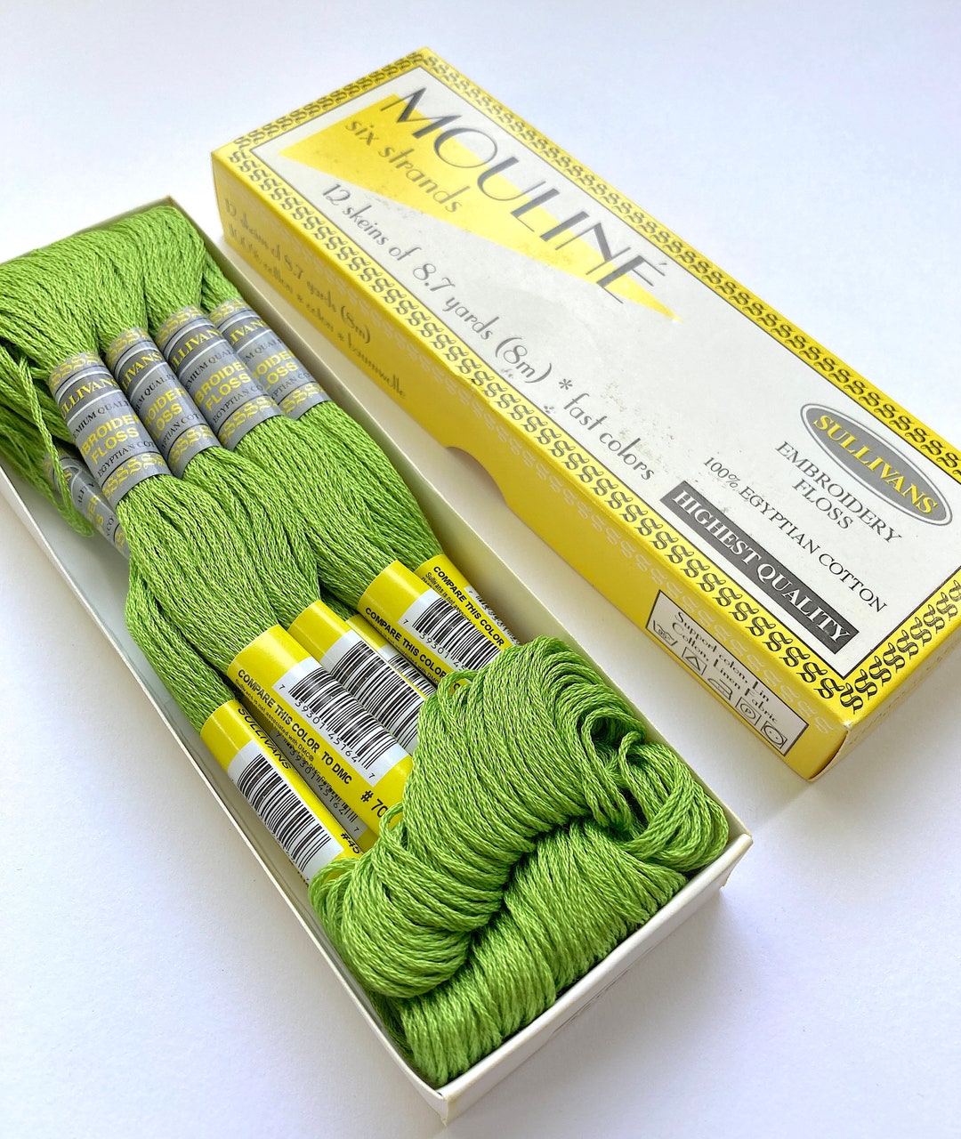 Sullivans 12 Pack Embroidery Floss Color 45164 Bright Chartreuse Similar to DMC 704, Punch