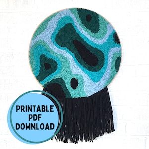 Punch Needle Topographical Pattern, Punch Needle Rug Hooking Pattern, PDF Punch Needle Pattern for Download