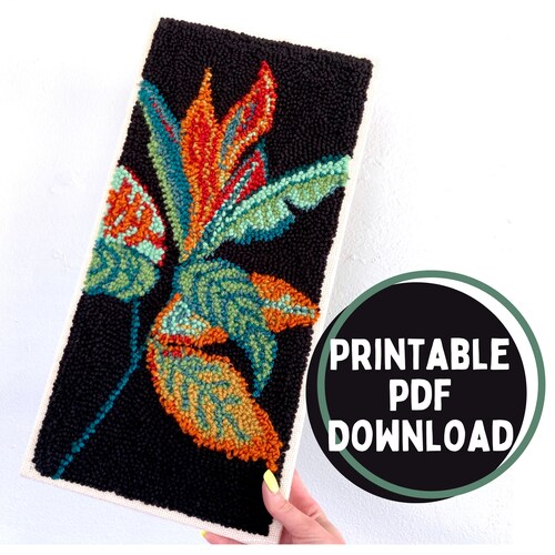 Punch Needle Tropical Leaf Pattern Punch Needle Rug Hooking Etsy
