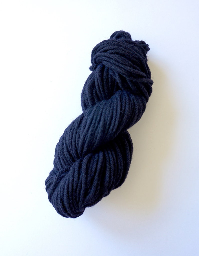 4 Ply Rug Wool Yarn Black, Rug Punch Needle Yarn, Rug Yarn, Hand Dyed Yarn, Dyed Rug Wool, 4 Ply Wool Yarn, Extra Bulky Yarn image 1