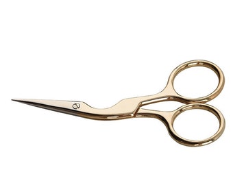 Modern Gold Stork Scissors for Embroidery, Cross Stitch, Rug Hooking, Punch Needle, Craft Scissors, Sewing Scissors, Unique Scissors