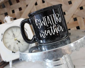 SWEATER Weather Campfire Mug | Speckled Campfire Mug Gift | Campfire Mug | Gift Idea | Christmas Gift | Camping Mug | Merry Christmas