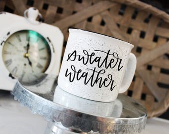 Sweater Weather Campfire Mug | Speckled Campfire Mug Gift | Campfire Mug | Gift Idea | Christmas Gift | Camping Mug | Merry Christmas
