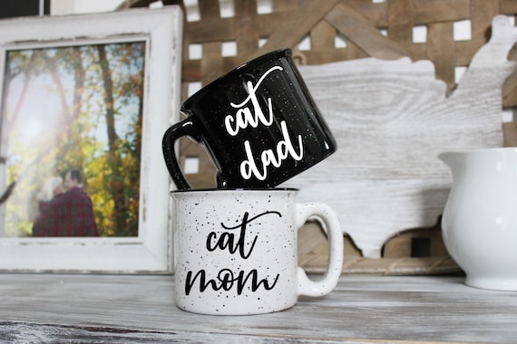 cat mom cat dad mug set