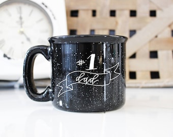 Number 1 Dad & Mom Campfire Mug Set | Gift for Parents | Mother's Day | Father's Day | 12 Oz. Speckled Campfire Stoneware Mugs