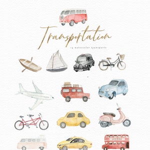 Watercolor icon cliparts-Transportation/Small Set/Individual PNG files/Digital Planner Stickers/ Planner Icon Clipart /Transports