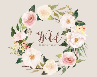 Watercolor floral wreath-Wild/Small Set/Individual PNG files/Hand Painted/Wedding design