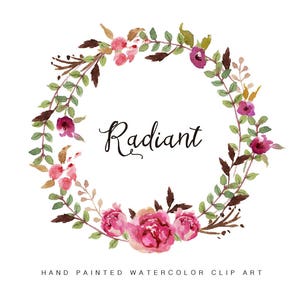 Watercolor Flower Wreath Clipart Radiant/small Set/hand - Etsy
