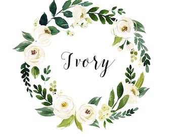 Watercolor flower wreath clipart- Ivory/Small Set/Individual PNG files/Hand Painted/Wedding design
