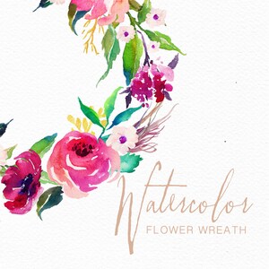 Watercolor flower wreath/Individual PNG files /Small Set/ Hand Painted image 3