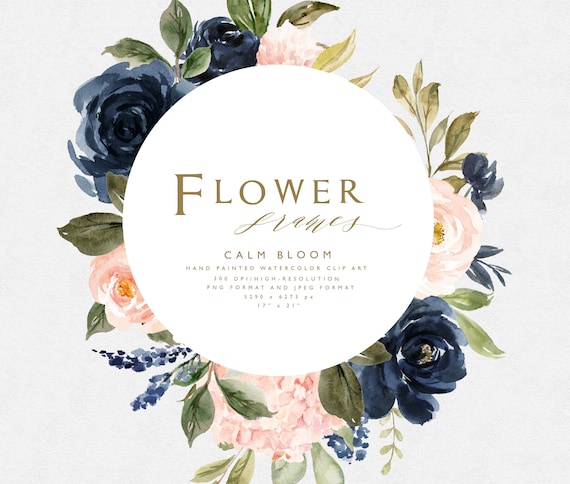 Download Watercolor Flower Frame Clipart Calm Bloom Small Etsy