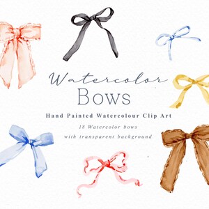 Lazos de acuarela/Conjunto pequeño/Archivos PNG individuales/Pintados a mano/Tarjeta navideña/Fiesta de cumpleaños