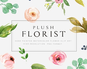 Watercolor flower clipart-Plush Florist Graphic Elements/Small Set/Individual PNG files/Hand Painted/wedding