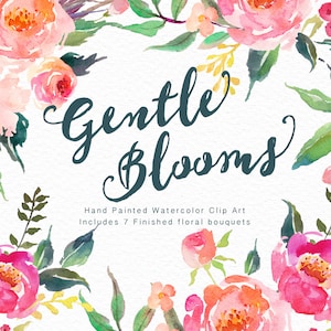 Watercolour Floral Clip Art-Gentle Blooms/ Small Set/Individual PNG files/Hand Painted/wedding