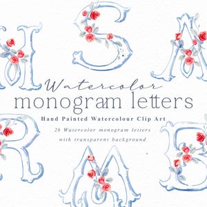 Rote Blumenwappen Buchstaben/kleines Set/individuelle PNG Dateien/handbemalt/Feiertagskarte/Vintage/Hochzeit/Monogramm Alphabet
