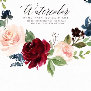 Clipart de couronne de fleur d'aquarelle Frances/Small Set/Individuels PNG files/Hand Painted/Wedding design/ image 2