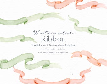 Watercolor Ribbons/Small Set/Individual PNG files/Hand Painted/Holiday Card