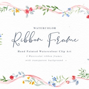 Rosa Schleifenrahmen / kleines Set / individuelle PNG Dateien / handbemalt / Baby / Kinderzimmer Clipart