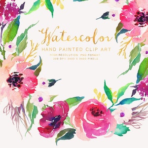 Watercolor flower wreath/Individual PNG files /Small Set/ Hand Painted image 2