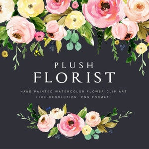 Watercolor flower clipart-Plush Florist/Small Set/Individual PNG files/Hand Painted/wedding image 5