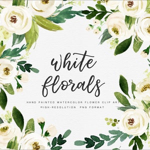 White Flower/Small Set/Individual PNG files/Hand Painted/Wedding design/Bohemian/Rustic