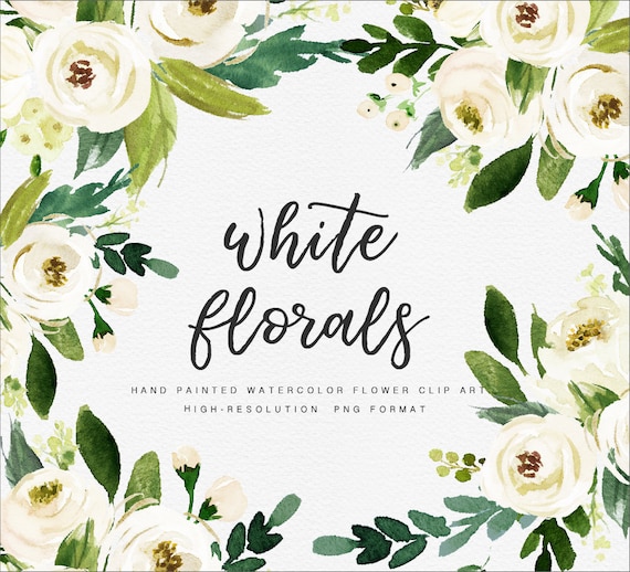 White Flower/Small Set/Individual PNG files/Hand Painted/Wedding