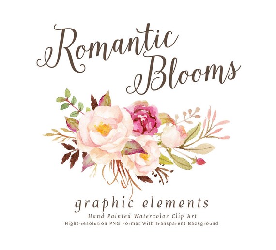 Aquarell Blumen Clip Art-romantischen Blüten grafische | Etsy Aquarell Blumen Clip Art-romantischen Blüten grafische | Etsy