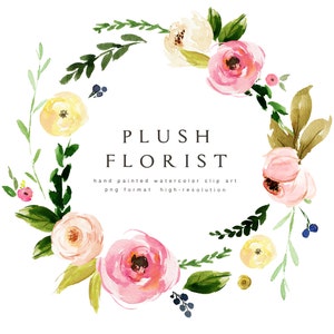 Watercolor flower clipart-Plush Florist/Small Set/Individual PNG files/Hand Painted/wedding image 2