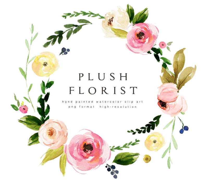 Watercolor flower clipart-Plush Florist/Small Set/Individual PNG files/Hand Painted/wedding image 2