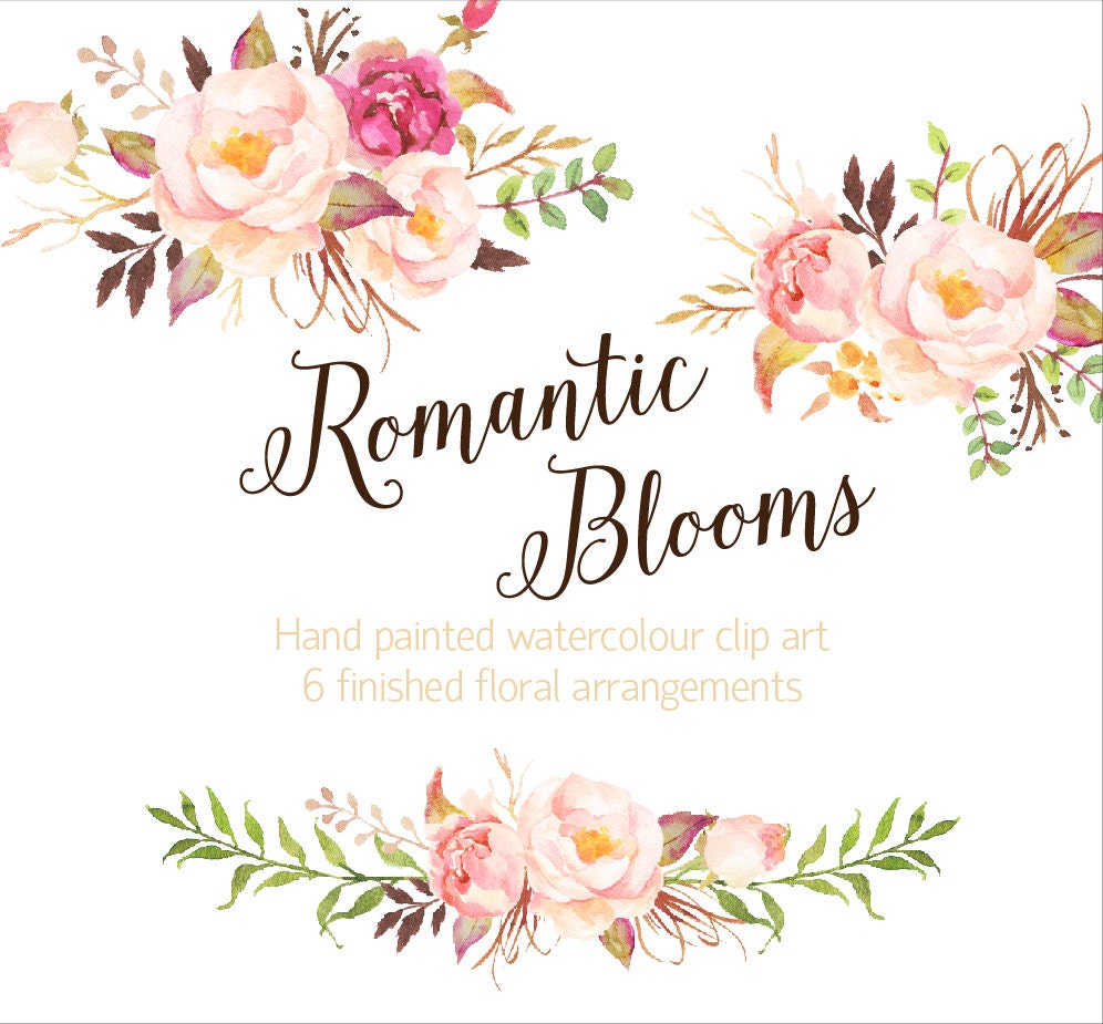 Romantic Blooms Watercolour Clip Art/Small Set/Rose/Individual | Etsy
