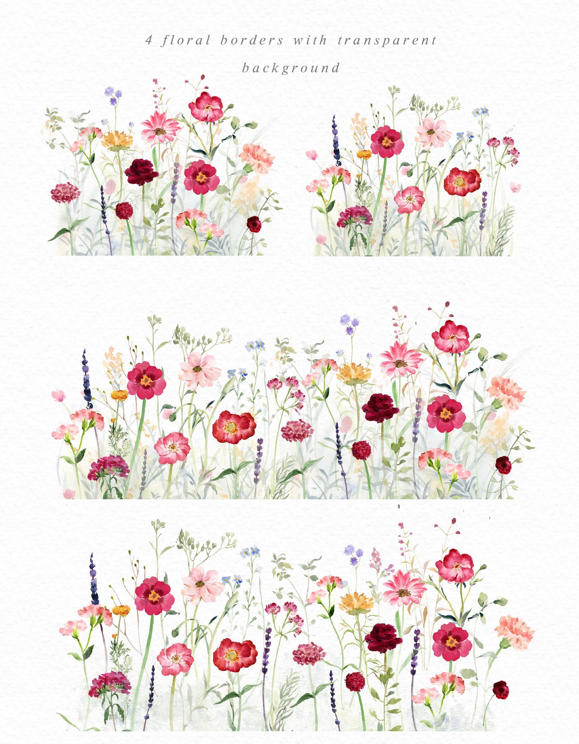 Ruby-watercolor Wildflower Clipart/small Set/individual PNG Files/hand ...
