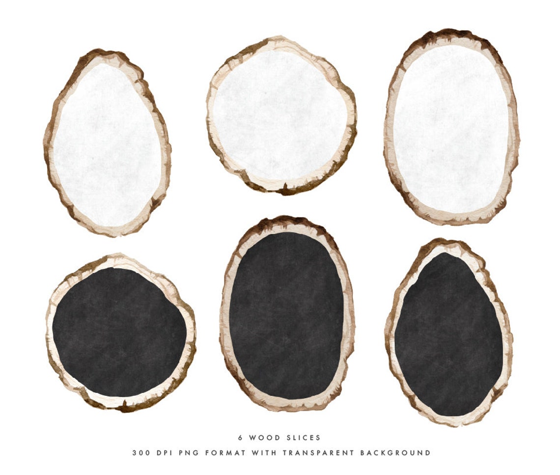 Watercolor Clip Art-wood Slices/small Set/individual PNG Files/hand ...