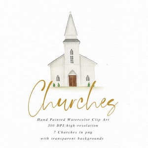 Aquarel huis cliparts-kerken/kleine set/individuele PNG-bestanden/landschap/huis