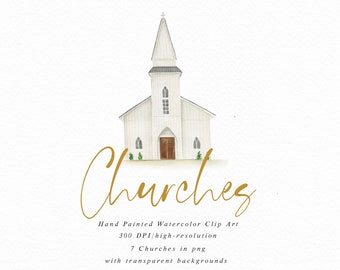 Watercolor house cliparts-Churches/Small Set/Individual PNG files/Landscape/House