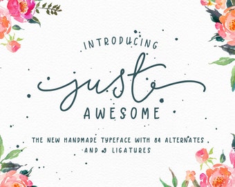 Just Awesome Typeface+Bonus/modern script/monoline font/Script font