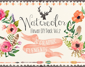 Watercolor flower DIY pack Vol.2/Large Set