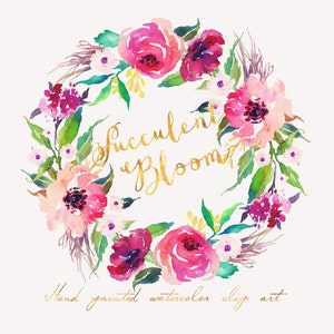 Watercolor flower wreath/Individual PNG files /Small Set/ Hand Painted image 1
