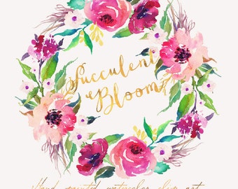 Watercolor  flower wreath/Individual PNG files /Small Set/ Hand Painted